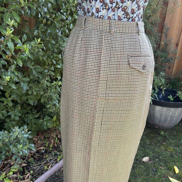 Ralph Lauren 100% Wool Houndstooth Plaid Pencil Skirt Size 6 Made in USA Vintage - Picture 4 of 14